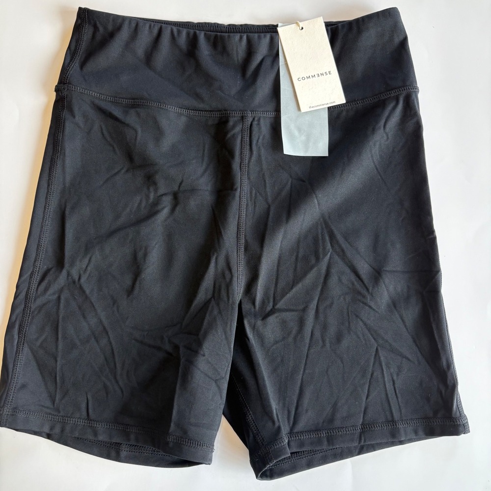 Commense Women's‎ Large Black Bike Shorts 4.5" Athleisure Athletic High Rise